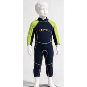 Natyfly Kids Wetsuit 2.5mm Neoprene Full Body Swimsuit Boys Girls Blue Green